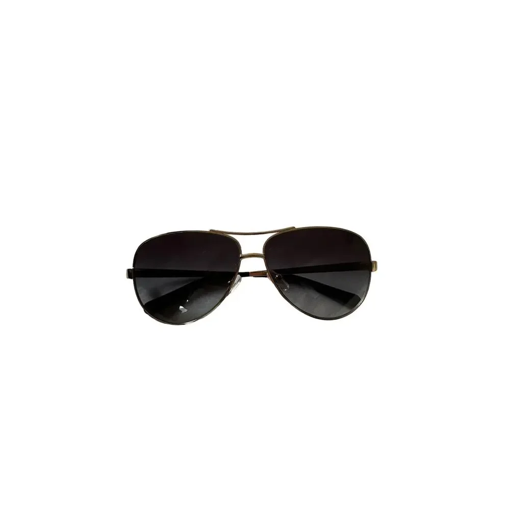 tory burch Metal Aviator Sunglasses with Logo Arms, Golden/Black